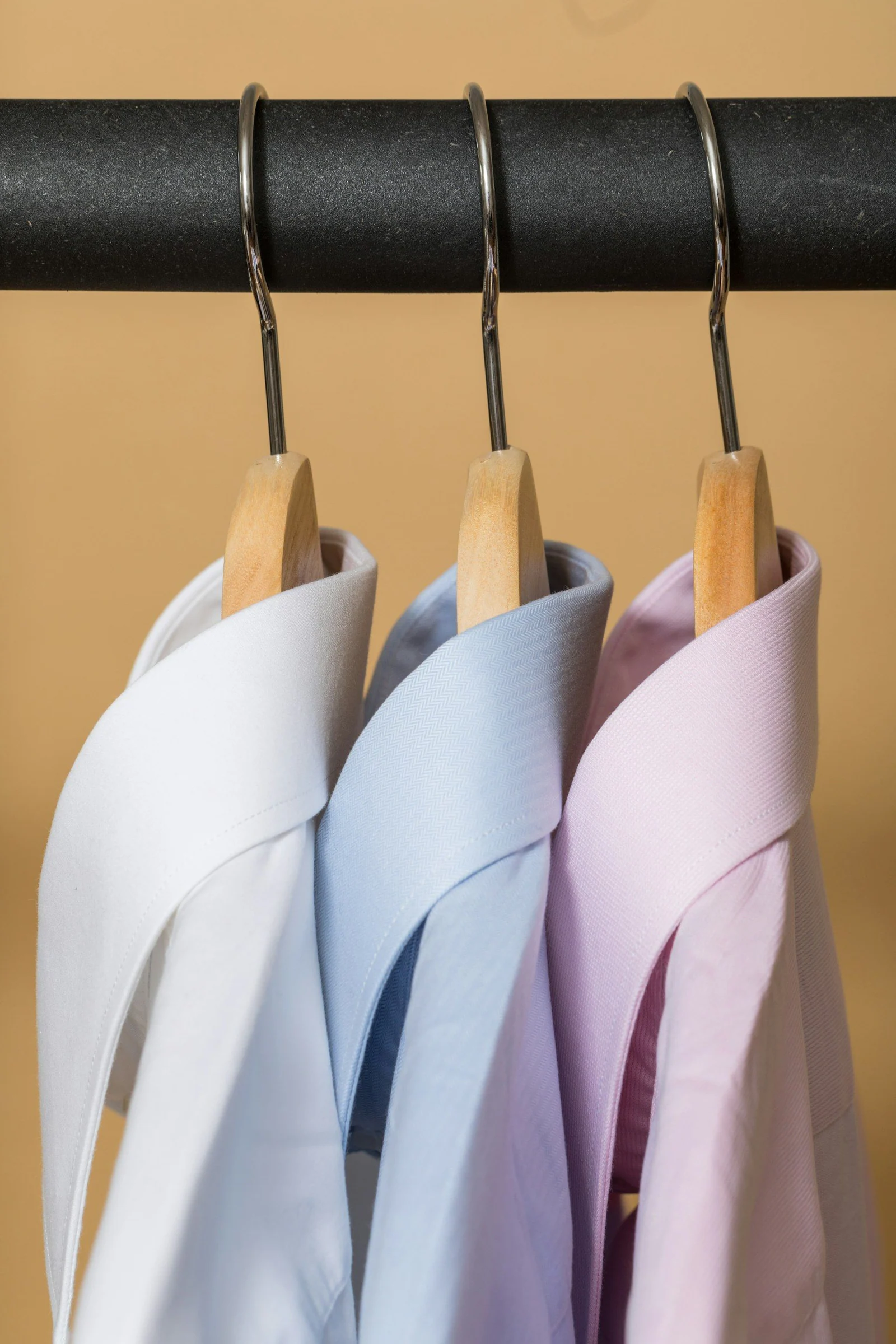 White and purple clothes hangers