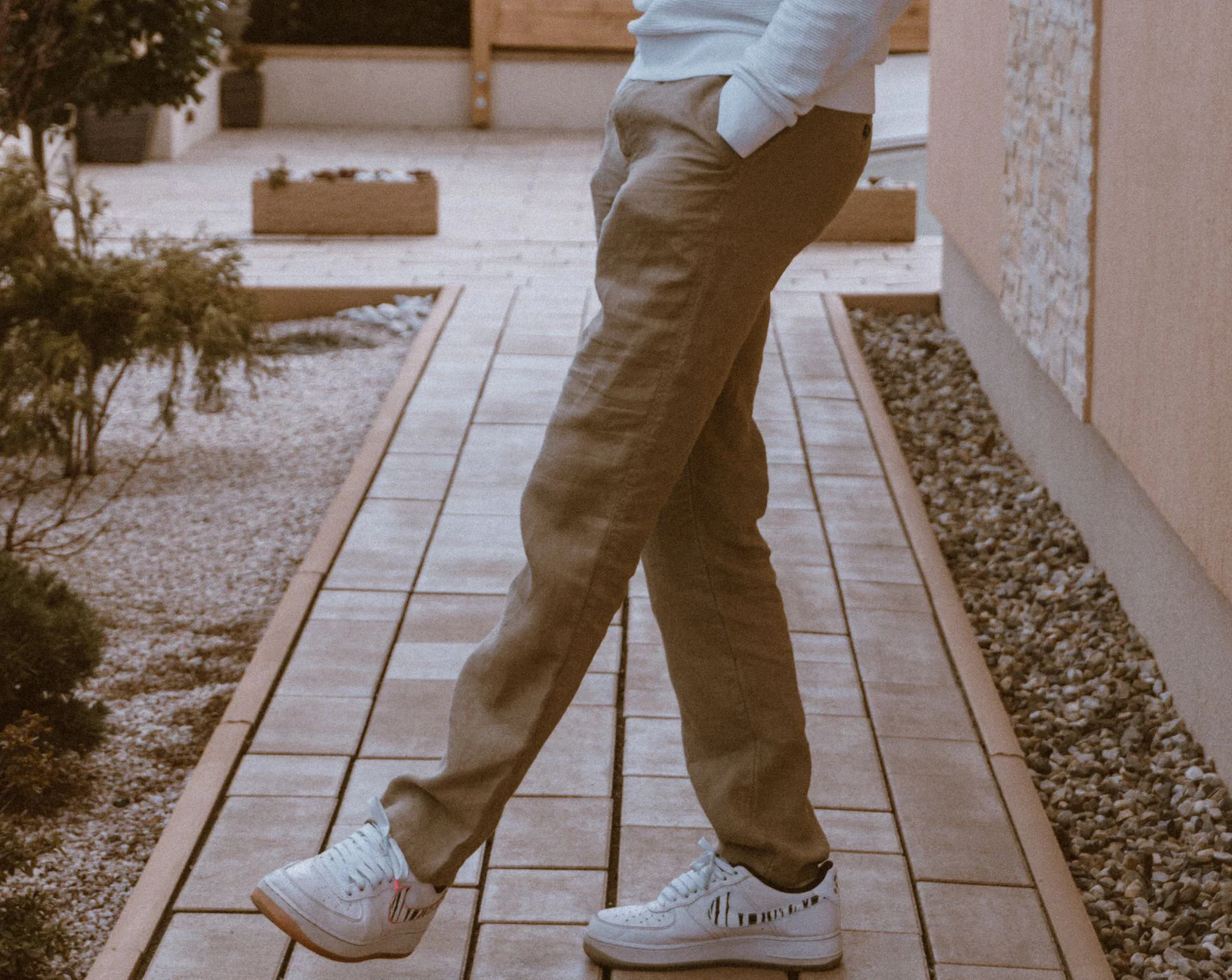 Person wearing khaki pants