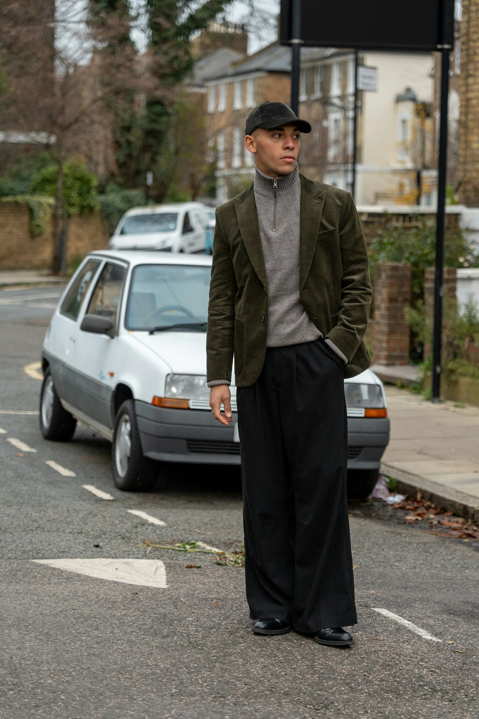 A man standing in the middle of a street