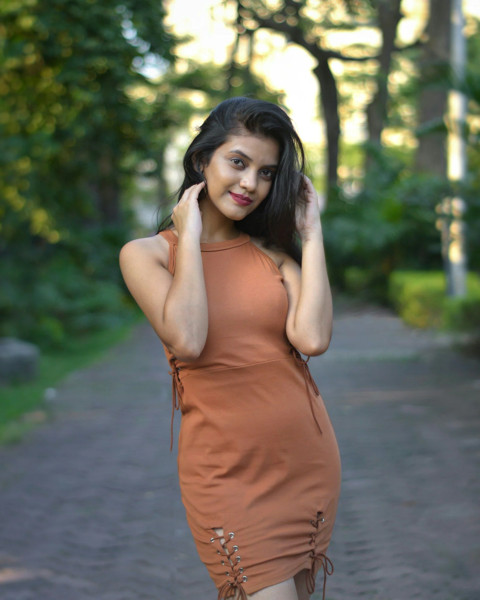 A woman in a dress