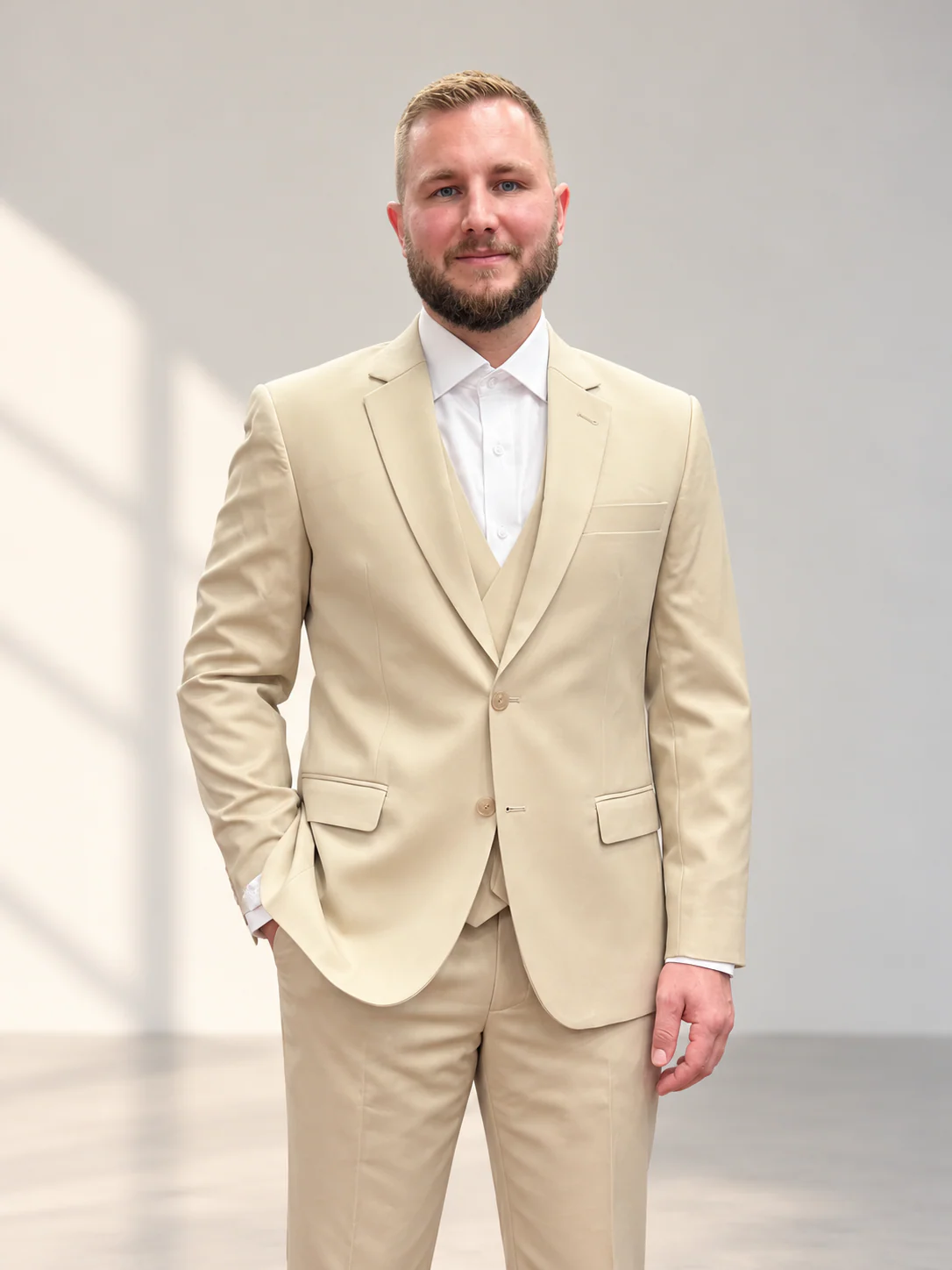 Beige two-piece suit