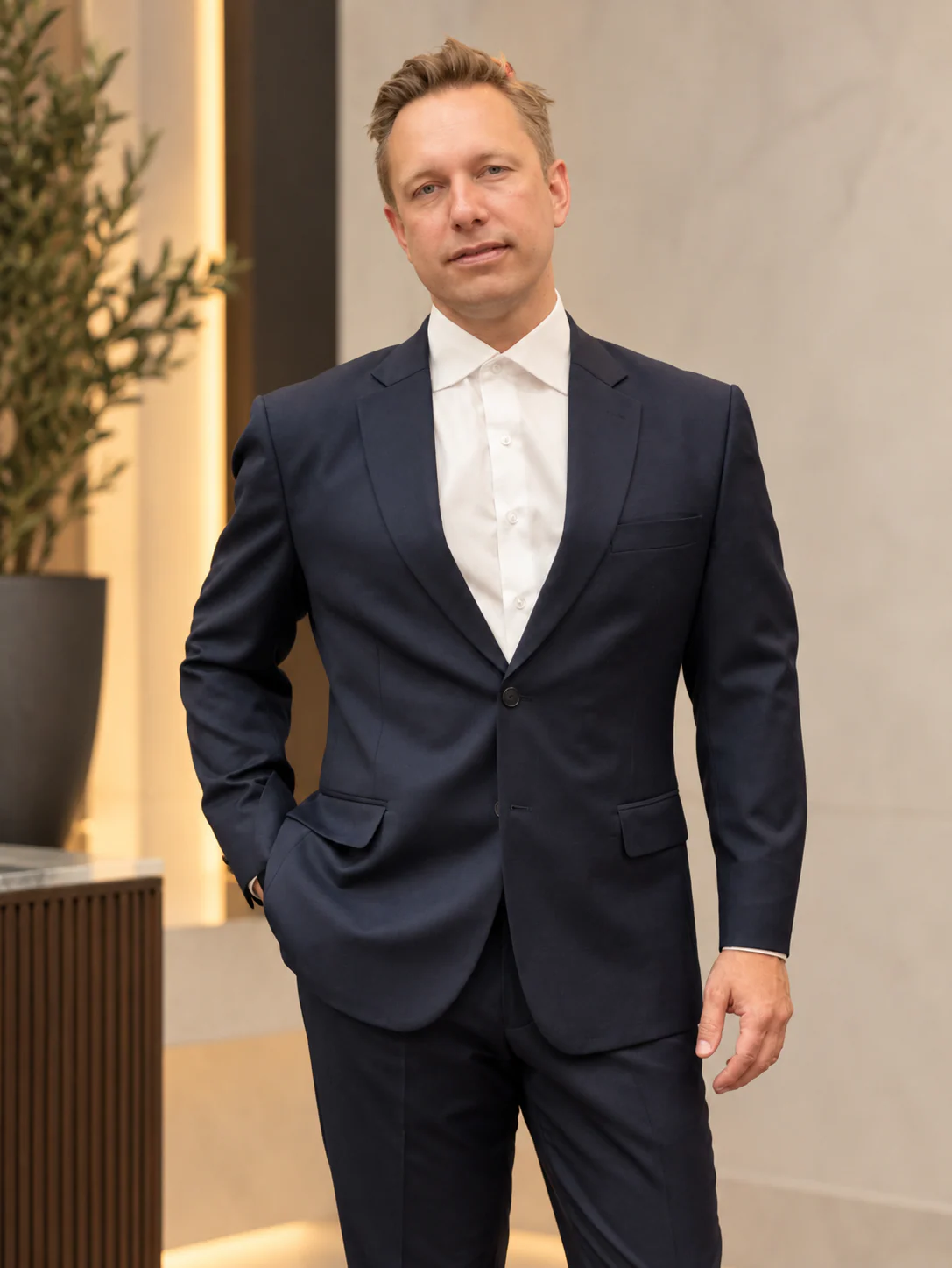 Navy two-piece suit