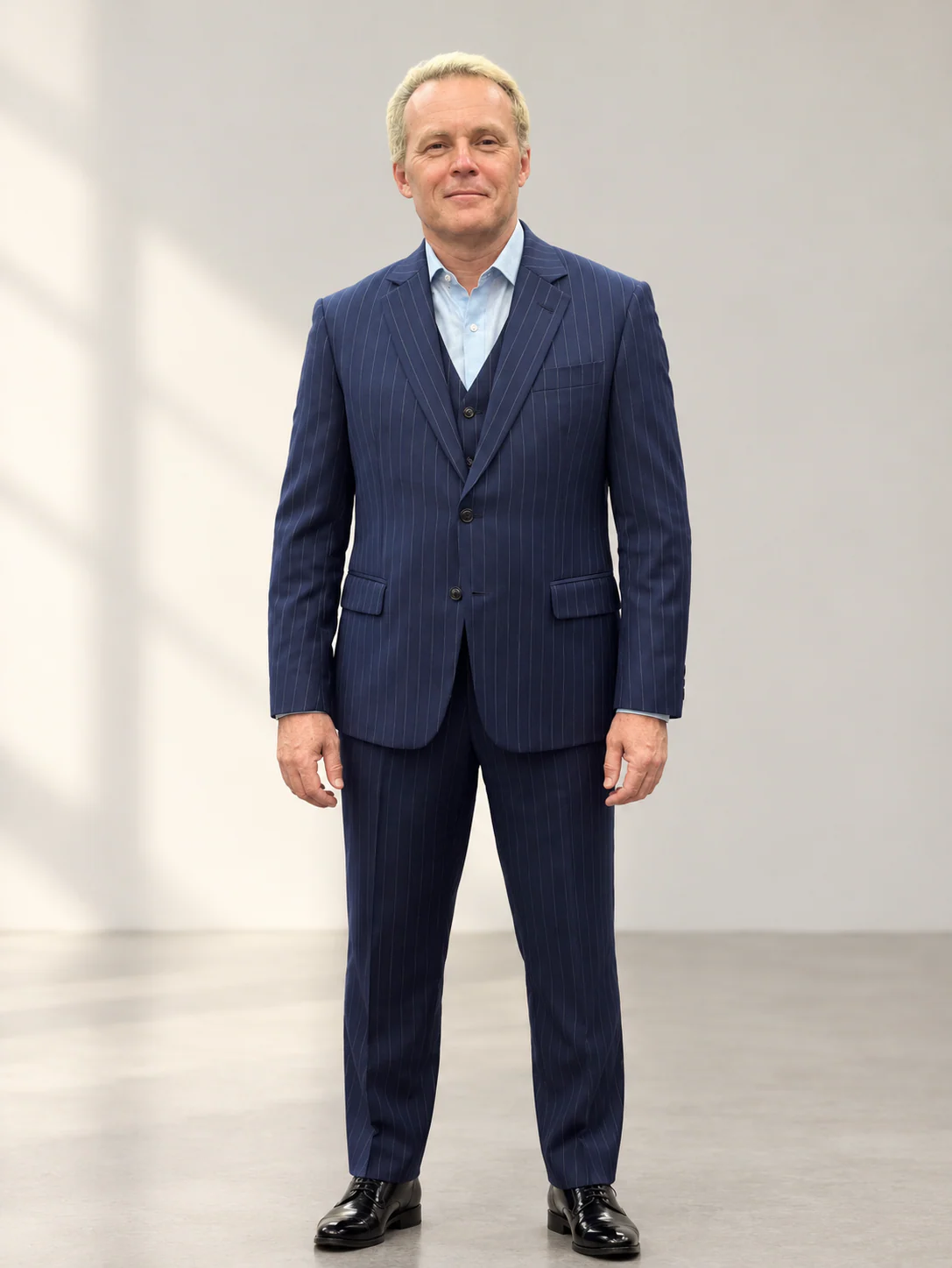 Navy three-piece suit