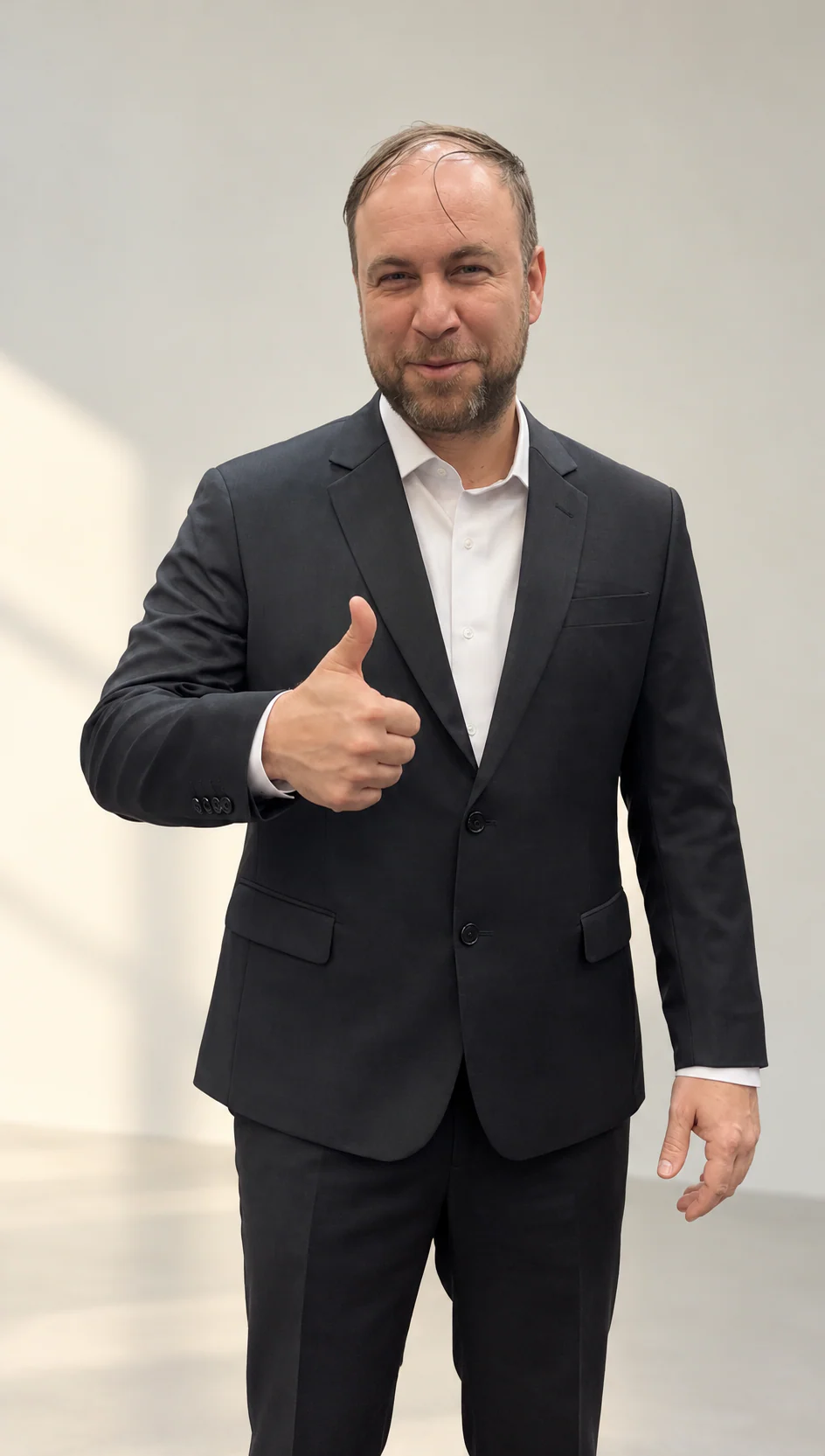 Midnight navy suit with white shirt