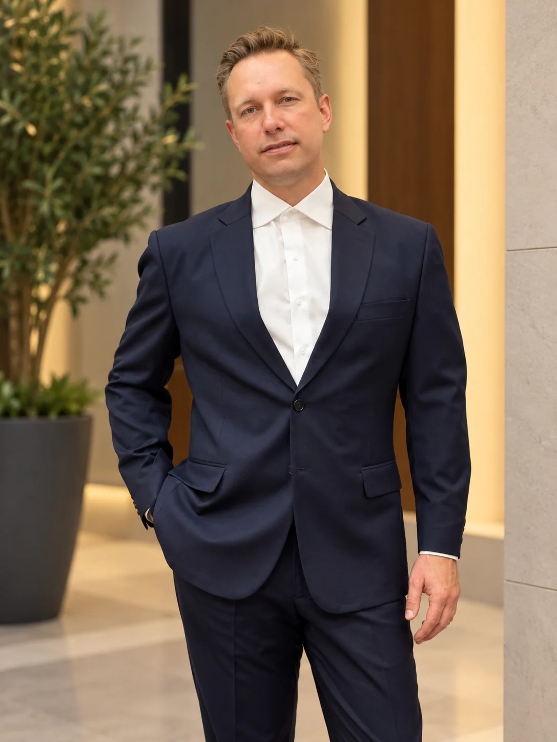 Navy two-button suit
